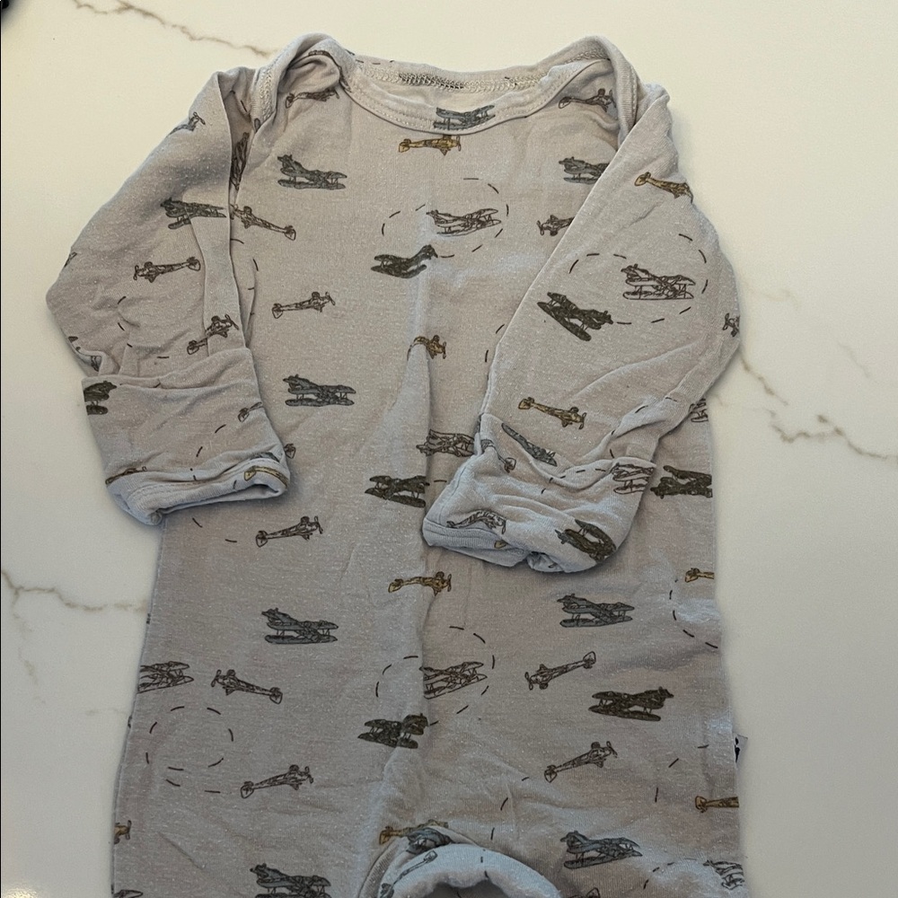 Gray Baby Romper with Airplane Print